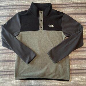 The North Face Boys Glacier 1/4 Snap Black Gray Fleece Pullover Large 14/16